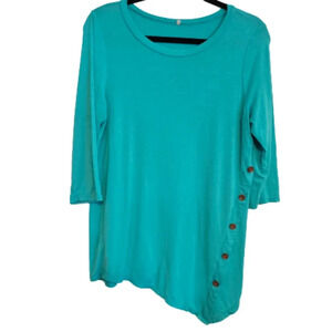 Blue Long Sleeve Assemetrical Top